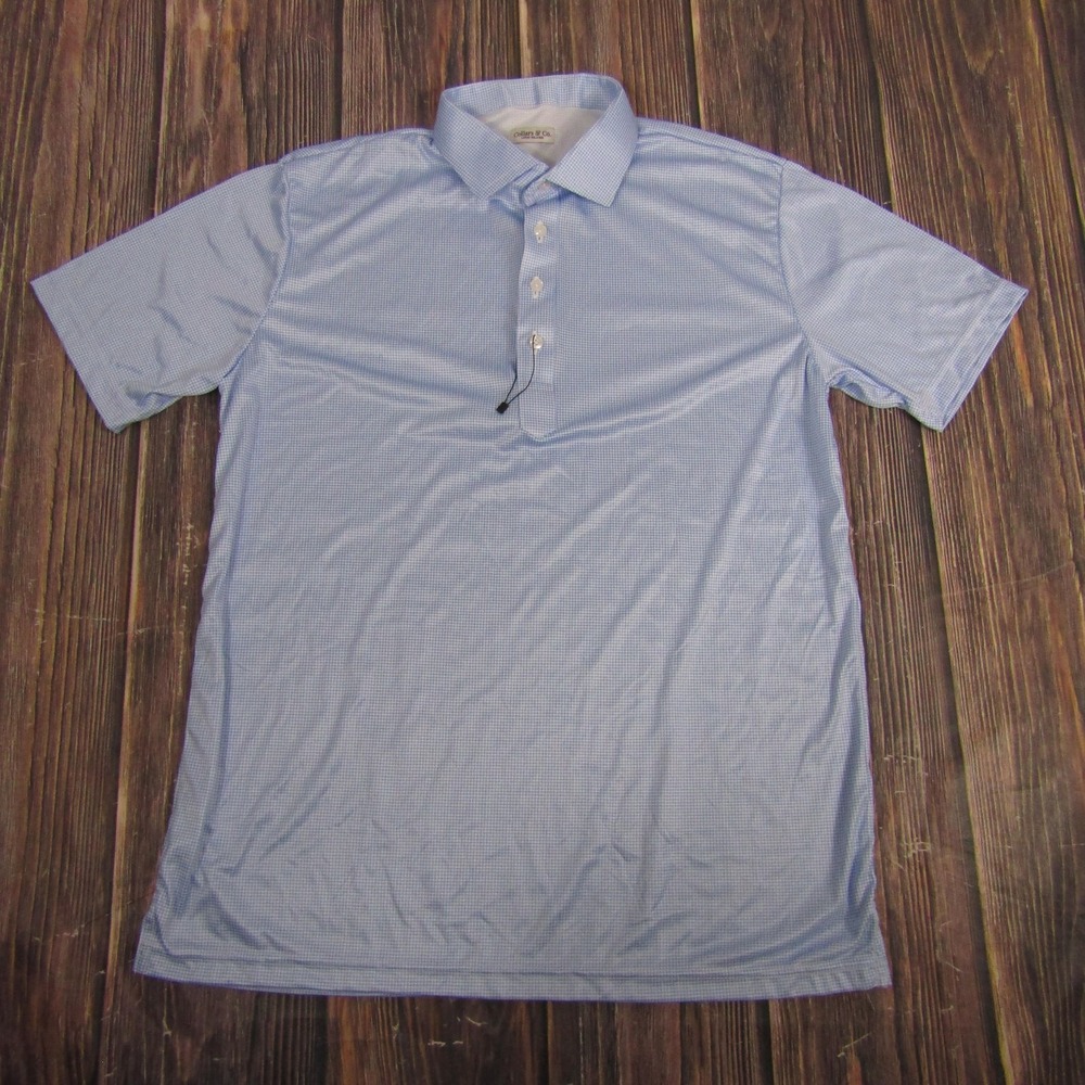 Collars & Co. Polo Shirt Mens Large Blue Dress Collar Relaxed Fit Polyester